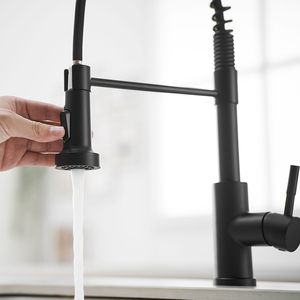 Rubinetto da Cucina Monocomando Estraibile con Doccetta a Molla, Nero in Acciaio Inossidabile - Product Image 2