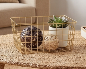 Premium Rectangular Metal <b>Wire</b> <b>Storage</b> <b>Basket</b> With Handles For Multi-Purpose Neatening And Organization Modern Design - Product Image 3