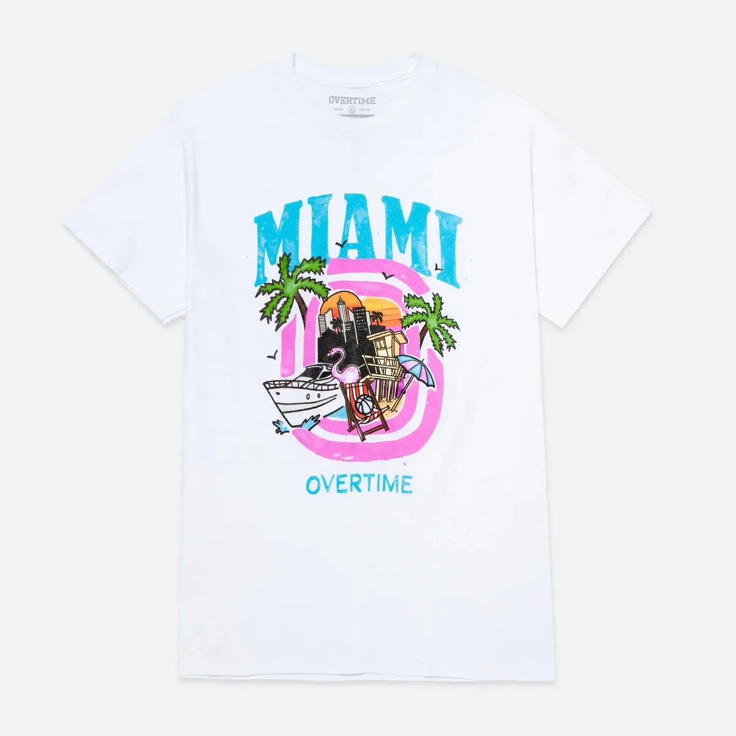 Kaus Miami kaus O-Neck untuk pria kaus serat bambu kaus pria ukuran sesuai pesanan cetakan layar kustom