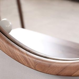 Modern Round Handmade Solid Wood Frame Wall Mirror Decorative for Bedroom <b>Bathroom</b> <b>Vanity</b> Modern Contemporary Design - Product Image 2