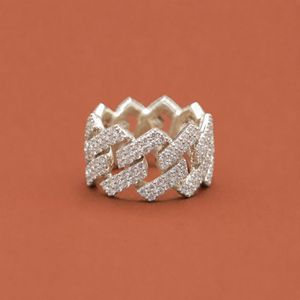 Iced Out Exclusive Cuban Link Design Moissanite Diamond <b>Silver</b> Hip Hop <b>Ring</b> <b>for</b> <b>Men</b> - Product Image 1