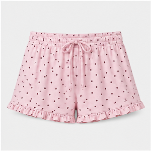 Pantalones Cortos de Salón Personalizados para Mujer, Color Rosa Ballet con Puntos, Corte en A, Cómodos, con Cordón Ajustable, de Algodón y Modal, WPSHORT-0033 - Product Image 1