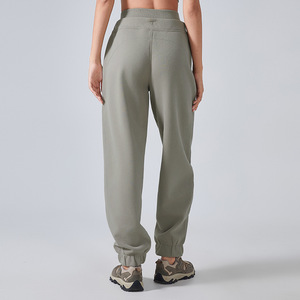 Pantalon de survêtement gris pour homme, taille élastique avec cordon de serrage, décontracté, mi-lourd, tricoté, respirant, pour l'automne - Product Image 3