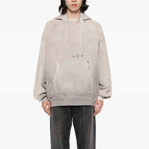 <b>Top</b> Trendy Embroidered <b>Distressed</b> Hoodie 100% Cotton Long Sleeve Winter Fashion Streetwear <b>Distressed</b> Hoodie - Product Image 2