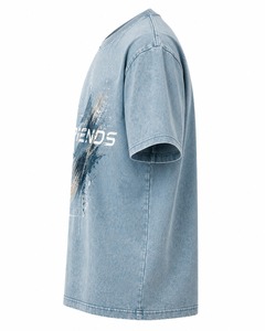 Camiseta de Estilo Denim para Hombre, Manga Corta, Cuello Redondo, Estampado de Letras, Corte Regular Informal - Product Image 3
