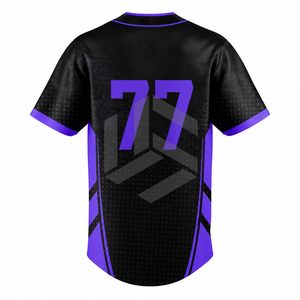 Custom Sublimated Men's <b>Baseball</b> Jersey Button-Up Short Sleeve Moisture-Wicking Breathable Plus Size Geometric Print Black - Product Image 4