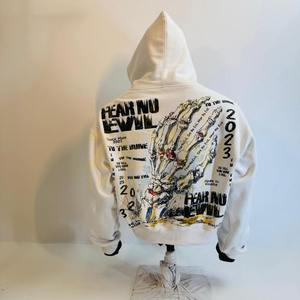 Custom <b>Y2K</b> Skeleton Graphic Full Zip Hoodie Oversized <b>Streetwear</b> Vintage Gothic Print Heavyweight Unisex Pullover Sweatshirt OEM - Product Image 2