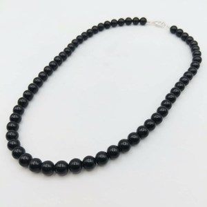 Collar de Cuentas de Ónix Negro Natural de 8x8mm con Gancho, Collar de Cuentas de Ónix Negro de 21 Pulgadas para Mujer, Regalos de Joyería - Product Image 5