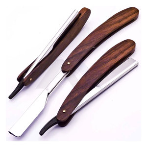 มีดโกนตรงคุณภาพพรีเมียม ปรับแต่งได้ ใช้ได้ทั้งมืออาชีพและส่วนตัว ใบมีดสแตนเลส ด้ามไม้ธรรมชาติ อุปกรณ์โกนหนวด - Product Image 1