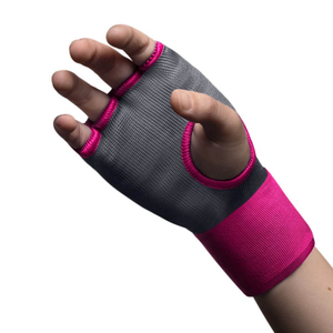 Half Finger MMA/Kick Boxing Training <b>Gloves</b> with for Wrist Closure for Martial Arts Unisex Pink and Gray Leather - Product Image 5