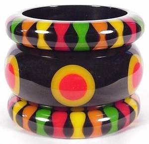 Brazalete de resina con patrón multicolor para mujer, brazalete redondo grueso de acetato, joyería para fiesta, adorno para la mano. - Product Image 1