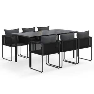 Conjunto de Comedor de Jardín de Ratán PE Negro con Asientos Medianos - Product Image 2