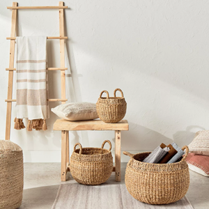 Beautiful Rustic Style Seagrass <b>Basket</b> With Handle, Seagrass <b>Basket</b> Handwoven For Bathroom Kitchen Wholesale From Vietnam - Product Image 6