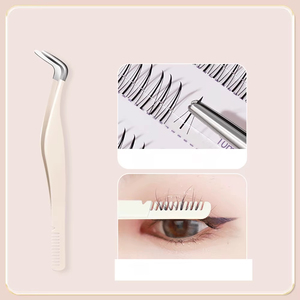 Pinzas para pestañas de acero inoxidable, pinzas para extensión de pestañas con peine, herramienta de aplicación de pestañas postizas, 1 ud. - Product Image 3