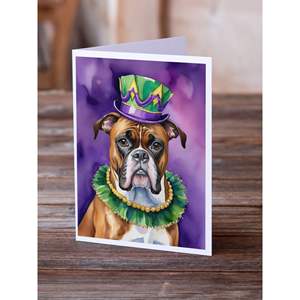 Boxer King of Mardi Gras Whimsical A7 Tarjetas de felicitación en blanco Paquete de 8 con sobres 5x7 Tamaño de nota - Product Image 2