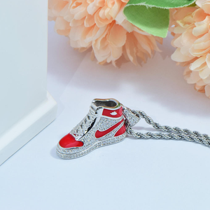 Moissanite Diamond Pendant 925 Silver Sneaker Charm Necklace Luxury <b>Iced</b> <b>Out</b> <b>Chain</b> Sparkling Hip Hop Jewelry Gift - Product Image 3