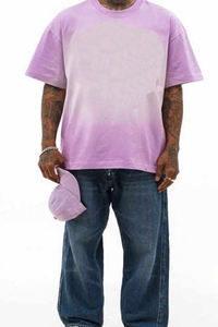 Customise Design Men's Oversized <b>Tie</b>-Dye Short Sleeve T-Shirt O-Neck <b>Knitted</b> Casual Blue Patterned Top - Product Image 5