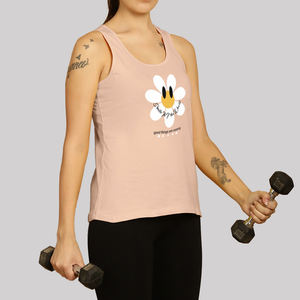 Premium Quality Digital Sticker Front Logo Summer Sleeveless Workout Tank <b>Top</b> Open Back Yoga Women's Quick Dry Cotton Sporty - Product Image 4