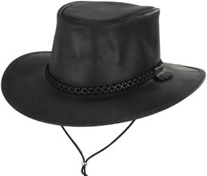 Sombrero de Vaquero de Cuero Negro con Cordón para la Barbilla, Ala Ancha, Unisex, para Exteriores, Primavera, Verano, Casual, para Adultos - Product Image 4