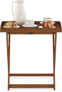 Table pliante d'extérieur en teck rectangulaire avec base croisée, design rustique pour usage en terrasse - Product Image 4