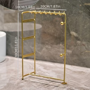 Organizador de Joyas Multisección con Ganchos Colgantes, Ranuras para Pendientes, Soporte para Pulseras, Estructura Estable, Ahorro de Espacio, Exhibidor de Tocador - Product Image 3
