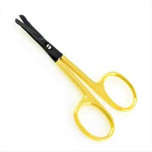 Ciseaux à cuticules dorés à lame droite avec manche noir, lame en acier inoxydable, trou rond, pour nail art adulte - Product Image 2