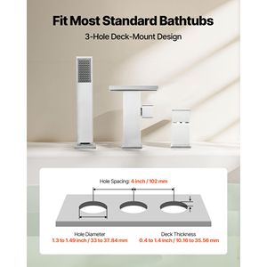 Deck Mount Roman Tub Faucet 3-Hole Waterfall Bathtub <b>Set</b> with 1-Handle <b>Shower</b> Head <b>Bath</b> & <b>Shower</b> Faucets - Product Image 3