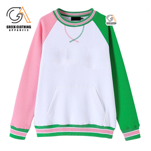 Sudadera de manga larga con cuello redondo, reversible, transpirable, de gran tamaño, con logotipo personalizado con la letra griega Alfa Kapa para mujer. - Product Image 1