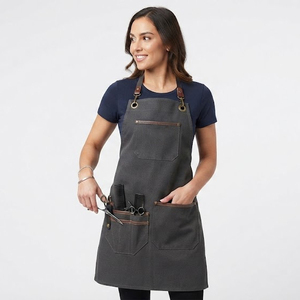 Tablier de Barbier en Cuir à Multiples Poches pour Femme, Tablier Personnalisable avec Logo, Bretelles Réglables, Grandes Poches, Tablier de Salon pour Dames - Product Image 1