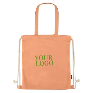 Bolsa con cordón de alta calidad, hecha de 100% algodón puro, con diseño y etiqueta personalizados para almacenamiento y marketing. - Product Image 1