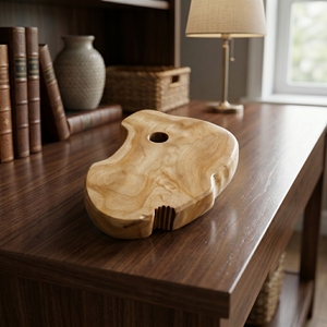 Bandeja Decorativa de Madera de Teca, Tabla de Servir Natural, Plato de Queso Balinés Hecho a Mano, Adornos para el Hogar - Product Image 2