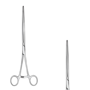 Pinzas Intestinales Kocher de Acero Inoxidable, Manuales, con Resorte Ligero, Hojas con Dentado Longitudinal, Rectas, 120 mm, 250 mm de Largo, Uso General - Product Image 1