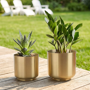 Gold Metal Flower <b>Pots</b> Indoor Outdoor Planters Modern <b>Succulent</b> Planter Set For Home Garden Desktop Planters For Garden Use - Product Image 6