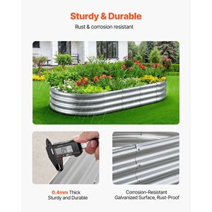<b>Large</b> Outdoor Galvanized Metal Planter Garden Bed 6 X 3 X 1 ft Open Bottom Design Garden Box <b>Pots</b> - Product Image 3