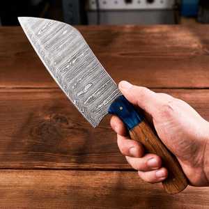 Damascus Steel <b>Knife</b> <b>Set</b> 5-Piece Wood Handle Chef <b>Knives</b> Polished Blade Straight Edge Ambidextrous Kitchen Cutlery - Product Image 4