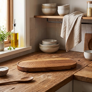 Food Grade Suar Wood <b>Small</b> Oval Rustic Serving <b>Tray</b> Light Brown Thirty Centimeters Length Fifteen Centimeters Width Elegant Item - Product Image 2