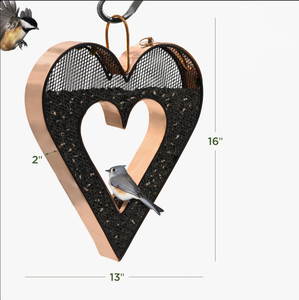 Mangeoire à oiseaux en cuivre en forme de cœur, suspendue, en métal poli, décoration de jardin extérieure, résistante à la rouille, pour cardinaux, style moderne, décoration intérieure - Product Image 3