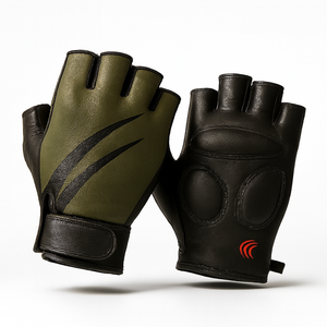 Gants de cyclisme unisexes en cuir écologique pour sports d'hiver, sans doigts, antidérapants, absorbant les chocs, respirants - Product Image 1