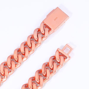 Luxury Rose Gold Iced Out Cuban Link Hip Hop Chain <b>Statement</b> <b>Necklace</b> for Men Women Premium Fashion Jewelry Style - Product Image 3