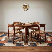Tapis d'intérieur classique à poils plats de épaisseur moyenne, noué à la main, en laine unique à motif floral, motifs d'inspiration sud-ouest, à franges, pour salon