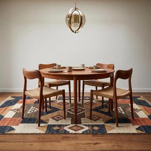 Tapis unique à motif tribal diamanté avec des motifs d'inspiration sud-ouest, tapis décoratif à franges pour salon et chambre à coucher - Product Image 4