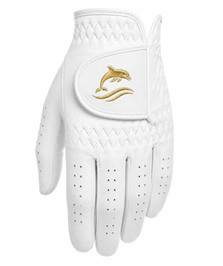 Gant de golf en cuir Cabretta brodé avec logo personnalisé de qualité supérieure, blanc et or, doux et respirant, pour hommes et femmes - Product Image 1