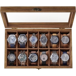 AHTE MANUEXPO UR-065 10 Slot Wood Watch Box Holder Organizer Large Glass Lid Watch <b>Display</b> <b>Case</b> Removable Pillows Jewelry - Product Image 5