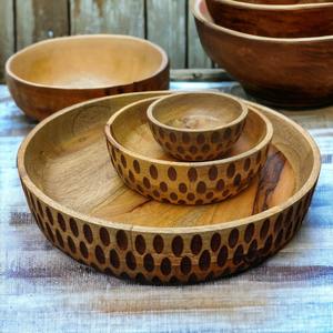 Nuevo Tazón de Madera de Acacia Pulida Personalizado para Ensaladas, Frutas y Verduras, Ecológico, Indio, Hecho a Mano, Apto para Lavavajillas - Product Image 4