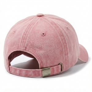 Casquette de baseball rose délavée vintage, couleur unie, 6 panneaux, non structurée, personnalisable - Product Image 4
