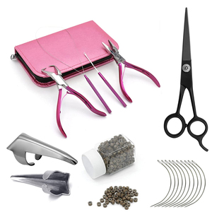 Cuentas para extensiones de cabello con caja, hilos, agujas en forma de C, kit de herramientas de salón para la instalación completa de extensiones de cabello con personalización. - Product Image 1