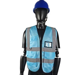 High Visibility Reflective Safety Vest <b>Blue</b> Polyester Workwear Unisex <b>Hi</b> <b>Vis</b> Vest with Reflective Stripes for Construction Use - Product Image 6