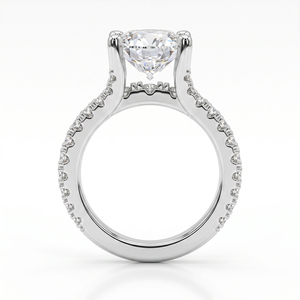 Anillo de Compromiso con Zirconia en Oro Rosa, Engaste de Canal, Corte Brillante Redondo, Chapado en Rodio, Clásico para Mujer - Product Image 2