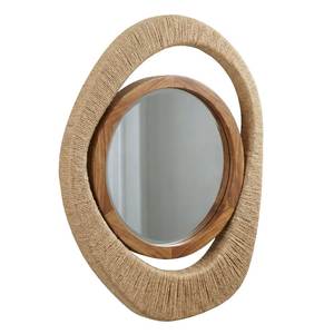 Miroir mural décoratif en verre fait main avec cadre en bois irrégulier et épaisseur personnalisée, source de lumière LED intégrée pour salon - Product Image 3