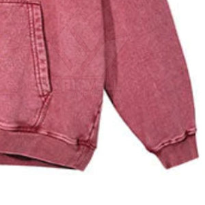 Unisex Oversized <b>Red</b> Cotton Solid <b>Hoodie</b> with Front Pocket Minimal Logo Casual Washed Jersey Anti-Shrink Winter Wear - Product Image 4